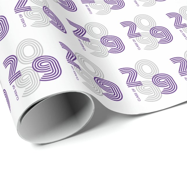 Purple Retro Big Numbers Class of Wrapping Paper (Roll Corner)