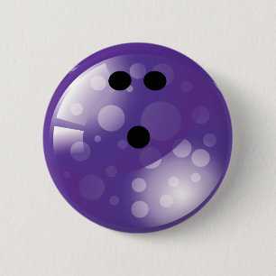 PURPLE RETRO BOWLING BALL 2 INCH ROUND BUTTON