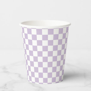 purple Retro Chequered birthday Paper Cups