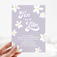 Purple Retro Daisy Ten Is A Vibe Birthday