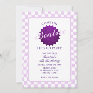 Purple Retro Doll Birthday Invitation