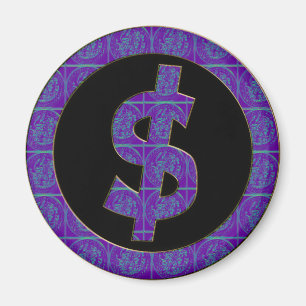 PURPLE RETRO DOLLAR SIGN MAGNET