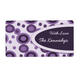 Purple Retro Dots Gift Tags Personalized Labels