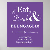 Purple Retro Eat Drink Be Engaged Engagement