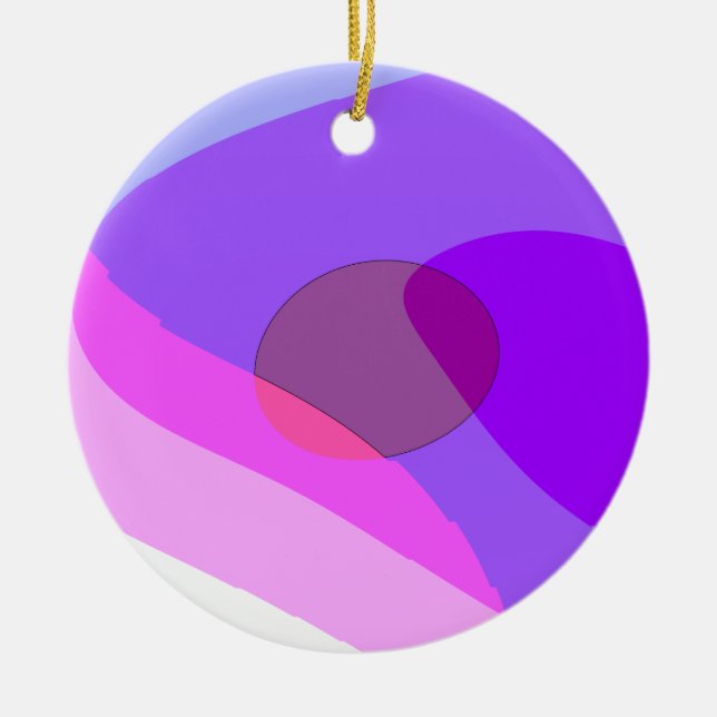 Purple Retro Groovy Abstract 409  Ceramic Ornament (Front)