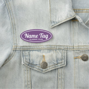 Purple Retro Oval Classic Name Tag