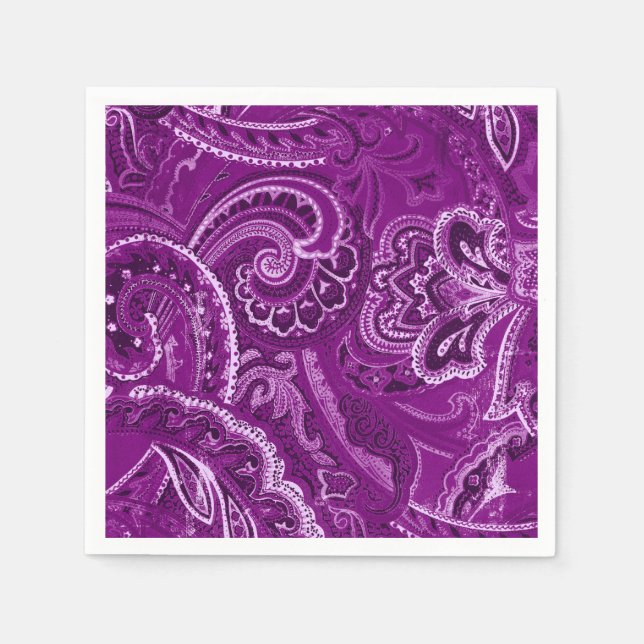 Purple Retro Paisley Bandanna/Bandana Napkin (Front)