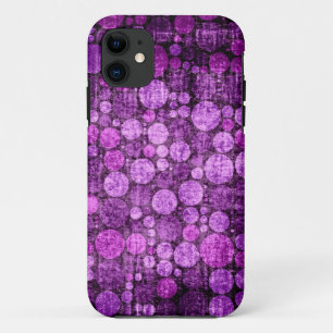 Purple Retro Polka Dots   Grunge Vintage iPhone 11 Case