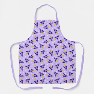 Purple Retro Rocket Pattern Apron