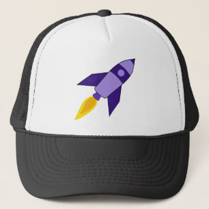 Purple Retro Rocket Trucker Hat