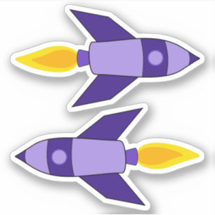 Purple Retro Rocket Vinyl Stickers