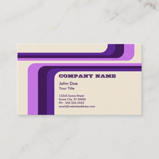 purple retro stripes : v.2 : business card (Front)