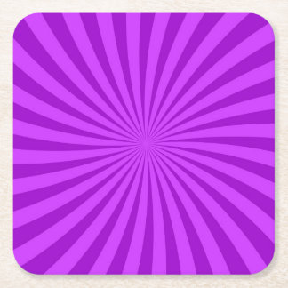 Purple Retro Sunburst Background Square Paper Coaster