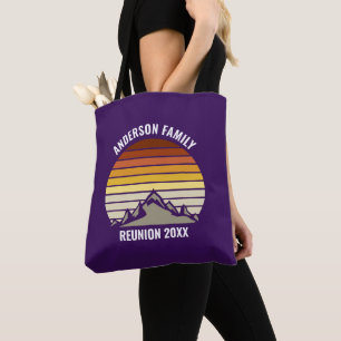Purple Retro Sunset Mountain Personalized Tote Bag