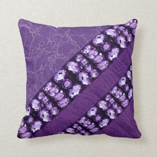 Purple Rhinestone & Feather Matcing Set Pillow