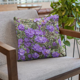 Purple Rhododendron Blooms Floral Outdoor Pillow