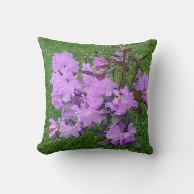 Purple Rhododendrons Throw Pillow (Front)