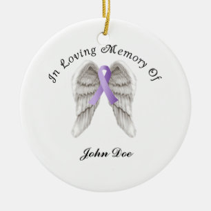 Purple Ribbon All Cancer In Memory Ceramic Ornament