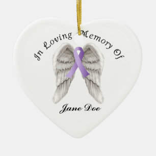 Purple Ribbon All Cancer In Memory Ceramic Ornament