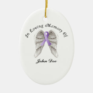 Purple Ribbon All Cancer In Memory Ceramic Ornament