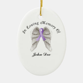 Purple Ribbon All Cancer In Memory Ceramic Ornament