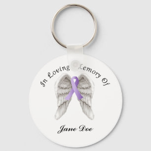 Purple Ribbon All Cancer In Memory Keychain