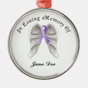 Purple Ribbon All Cancer In Memory Metal Ornament