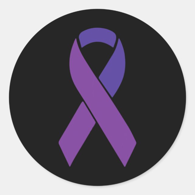 Purple Ribbon Alzheimer Awareness Supporter Surviv Classic Round Sticker (Front)