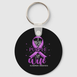 Purple Ribbon Alzheimerheimers Fighter Wife Heimer Keychain