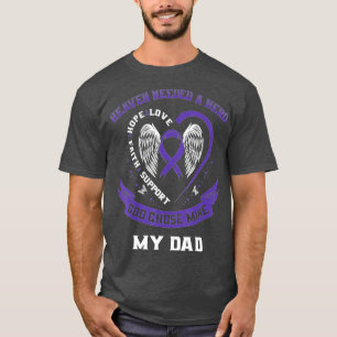 Purple Ribbon Alzheimers Awareness Dad Heart Wings T-Shirt