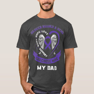 Purple Ribbon Alzheimers Awareness Dad Heart Wings T-Shirt