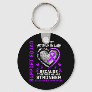 Purple Ribbon Alzheimers Awareness Shirts Mother Keychain