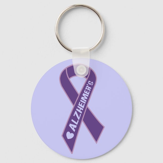Purple Ribbon Alzheimer's Keychain (Front)