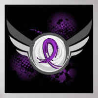 Purple Ribbon And Wings Cystic Fibrosis