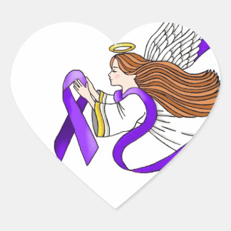 "Purple Ribbon" Angel of Awareness Heart Sticker
