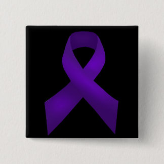 Purple Ribbon Awareness Lupus 2 Inch Square Button