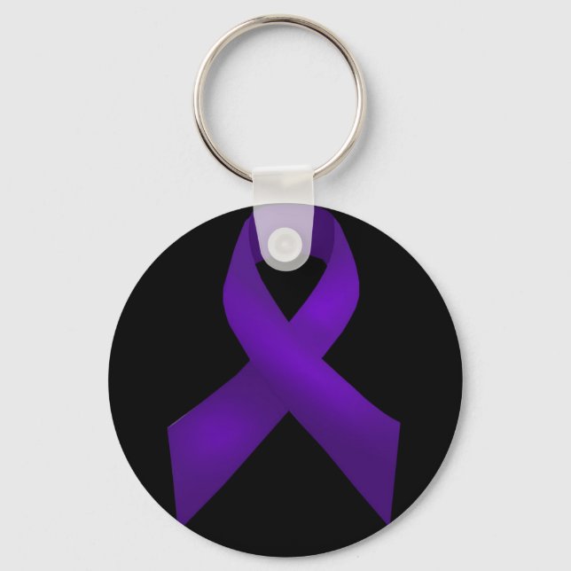 Purple Ribbon Awareness Lupus Keychain (Front)