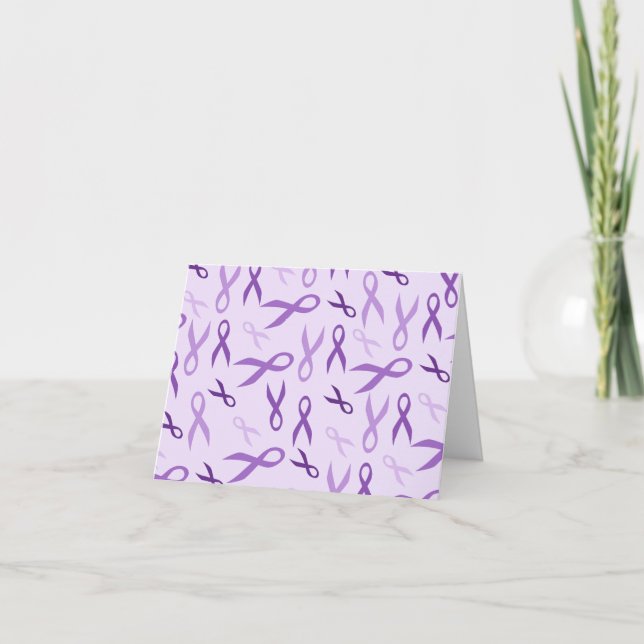 Purple Ribbon Awareness Thank You Notes Stationery (Front)