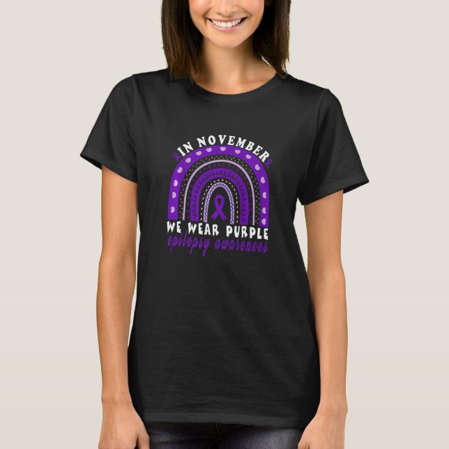 Purple Ribbon Boho Epileptic Epilepsy Awareness Mo T-Shirt (Front)