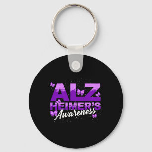 Purple Ribbon Butterflies Alzheimerheimers Awarene Keychain