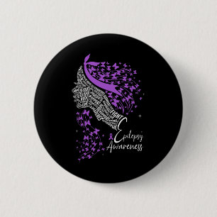 Purple Ribbon Butterfly Epilepsy Awareness 2 Inch Round Button
