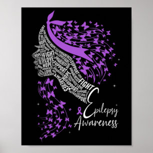 Purple Ribbon Butterfly Epilepsy Awareness  Poster