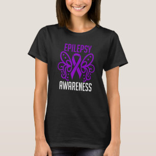 Purple Ribbon Butterfly Epilepsy Awareness T-Shirt