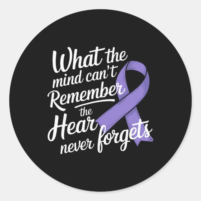 Purple Ribbon Dementia Heimer's Awareness Month Me Classic Round Sticker (Front)