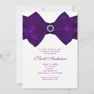 Purple Ribbon & Diamonds Bridal Shower Invitations