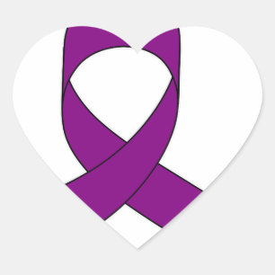 Purple Ribbon Drawing Heart Sticker