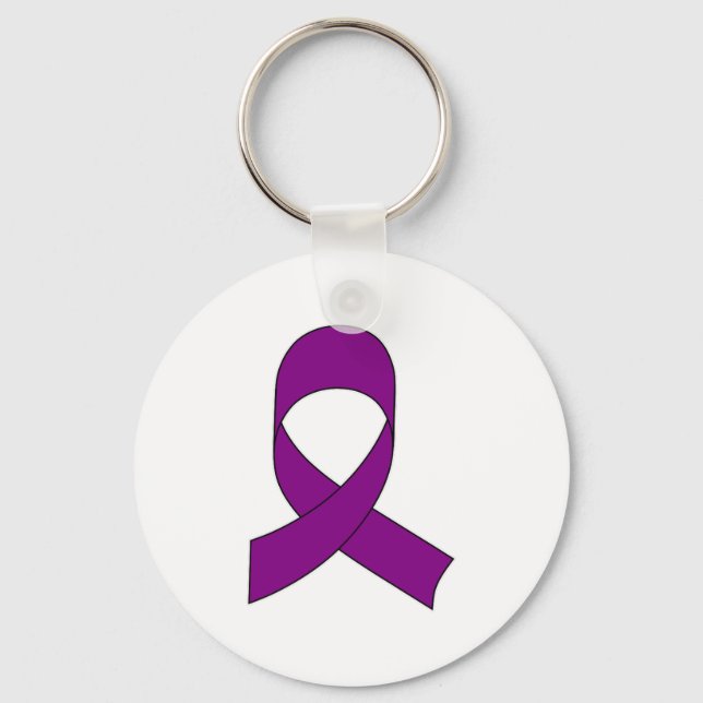 Purple Ribbon Drawing Keychain (Front)