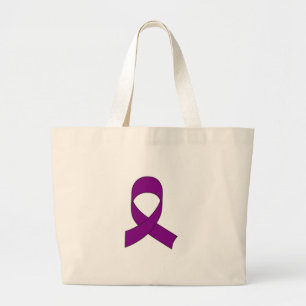 Purple Ribbon Drawing Large Tote Bag