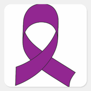 Purple Ribbon Drawing Square Sticker