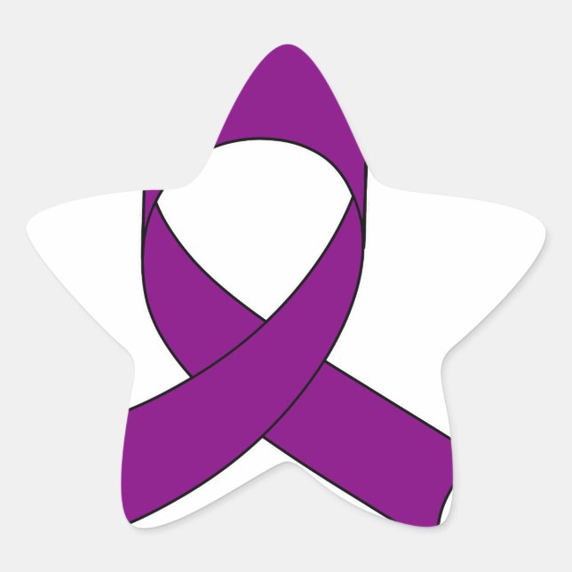 Purple Ribbon Drawing Star Sticker (Front)